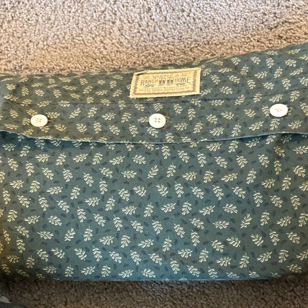 Double D Ranch Olive green Queen/full Flat Sheet with Leaf Design